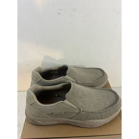 Skechers men’s 9.5 relaxed fit memory foam taupe sn#16941 nwot - Picture 2 of 7